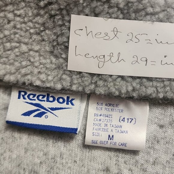 Reebok Men's Gray Fleece Pullover Quarter Zip Mock Neck Sweater Size Medium - Picture 11 of 11